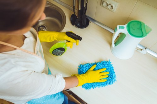 Local cleaner maintaining shared business premises in Professional