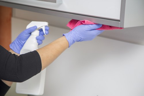 Technician reviewing a fabric care issue after upholstery cleaning